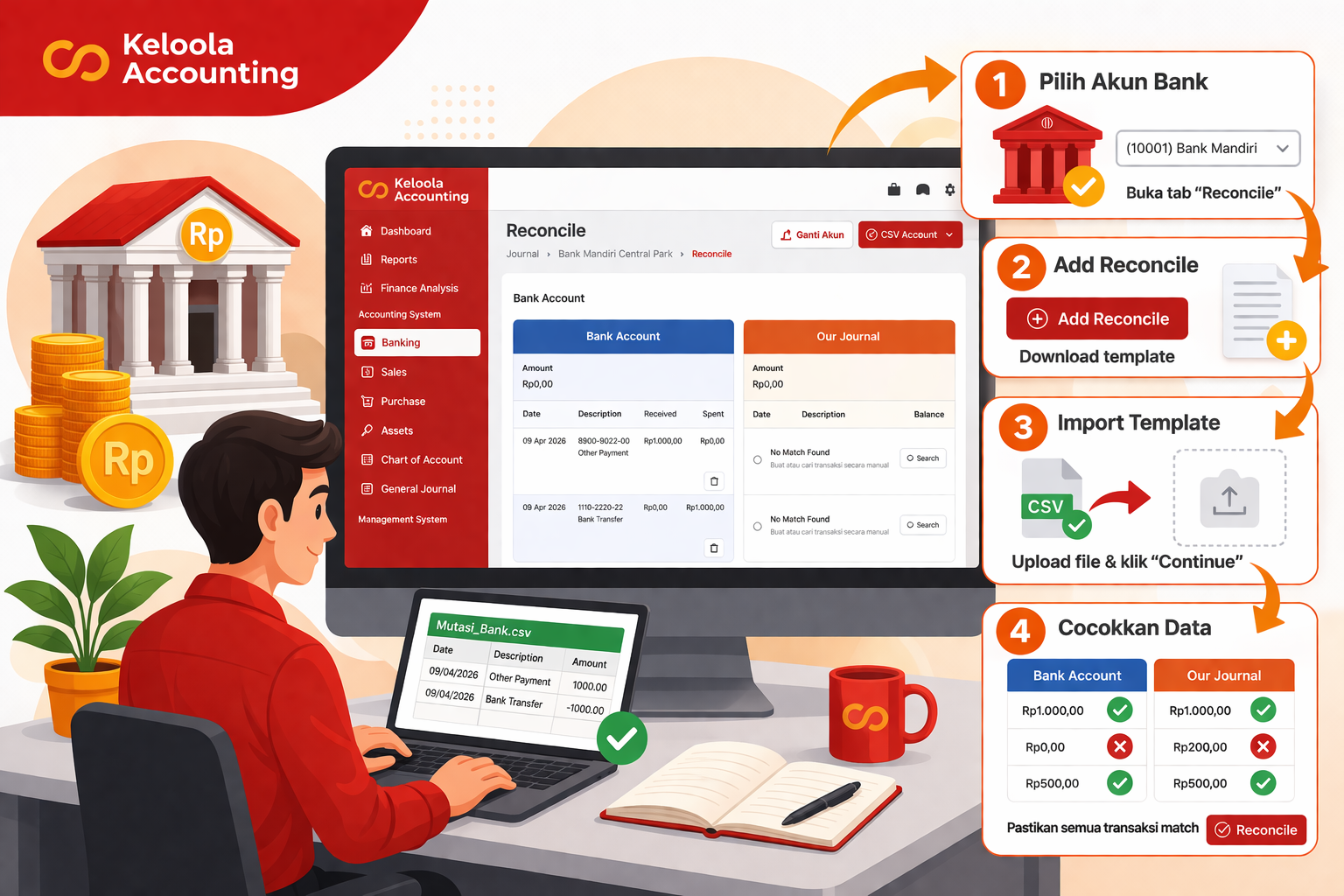 Proses Rekonsiliasi Bank di Keloola Accounting