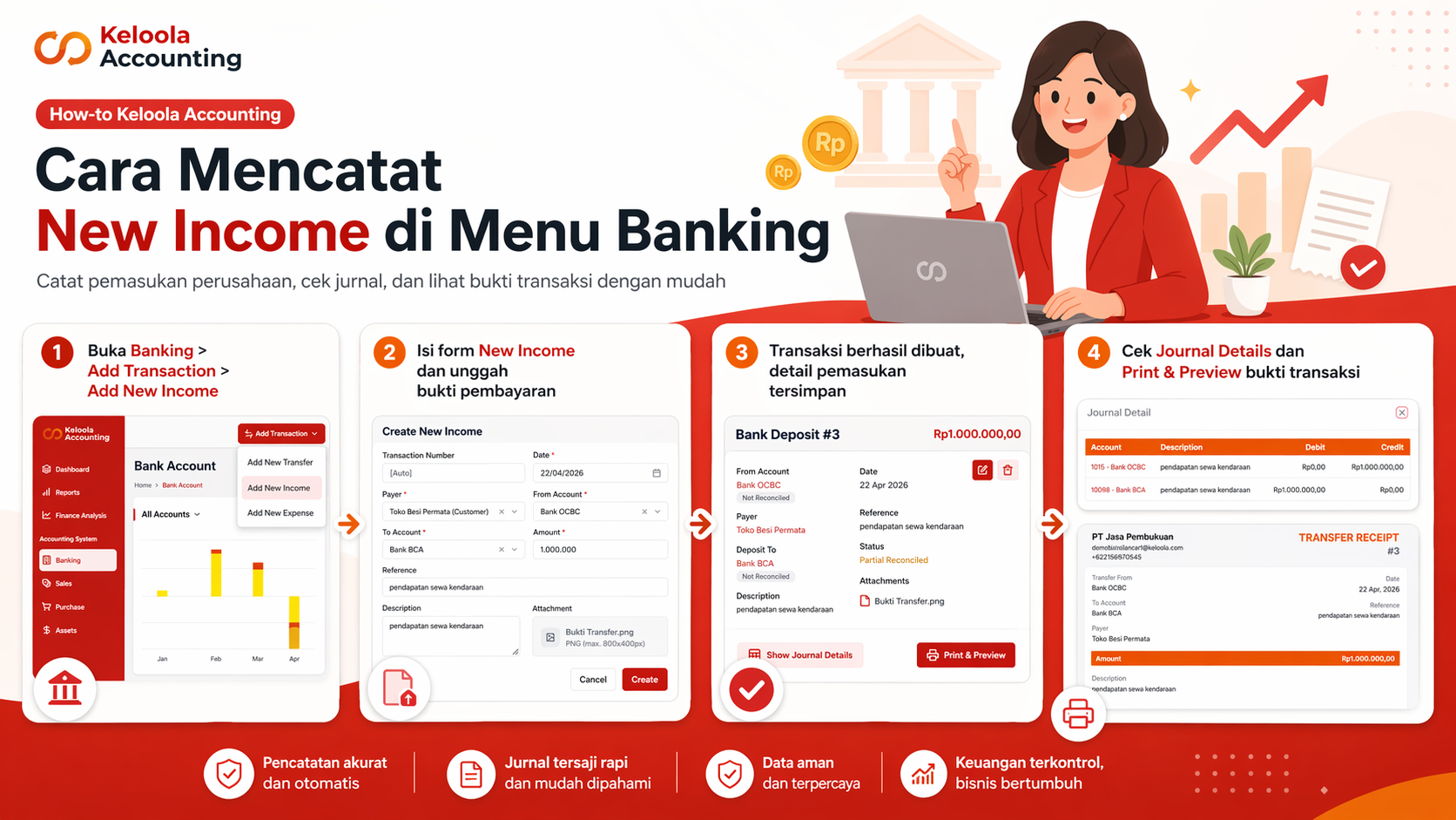 Cara Melakukan Pencatatan New Income pada Menu Banking di Keloola Accounting