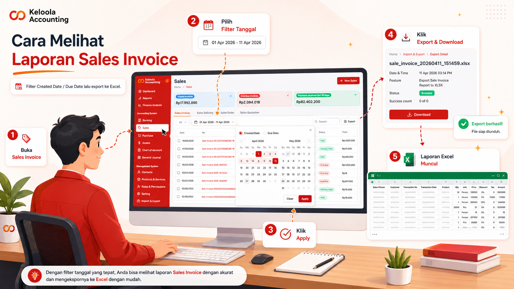 Cara Melihat Laporan Sales Invoice di Keloola Accounting