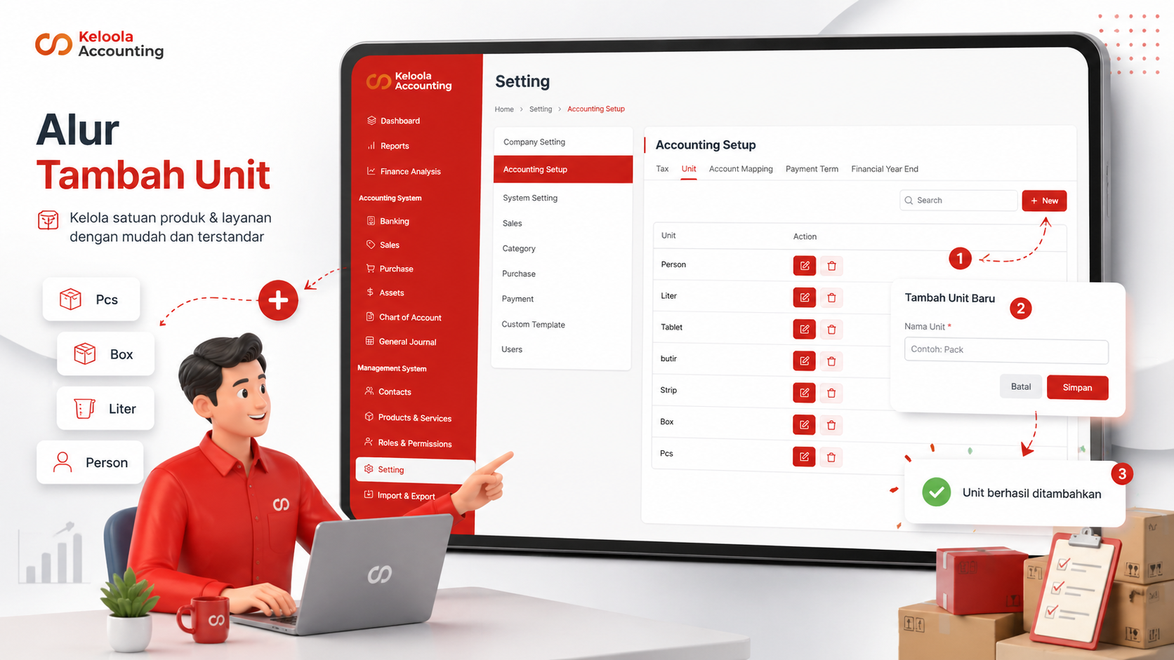 Pengaturan Unit (Satuan) di Accounting Setup Keloola Accounting