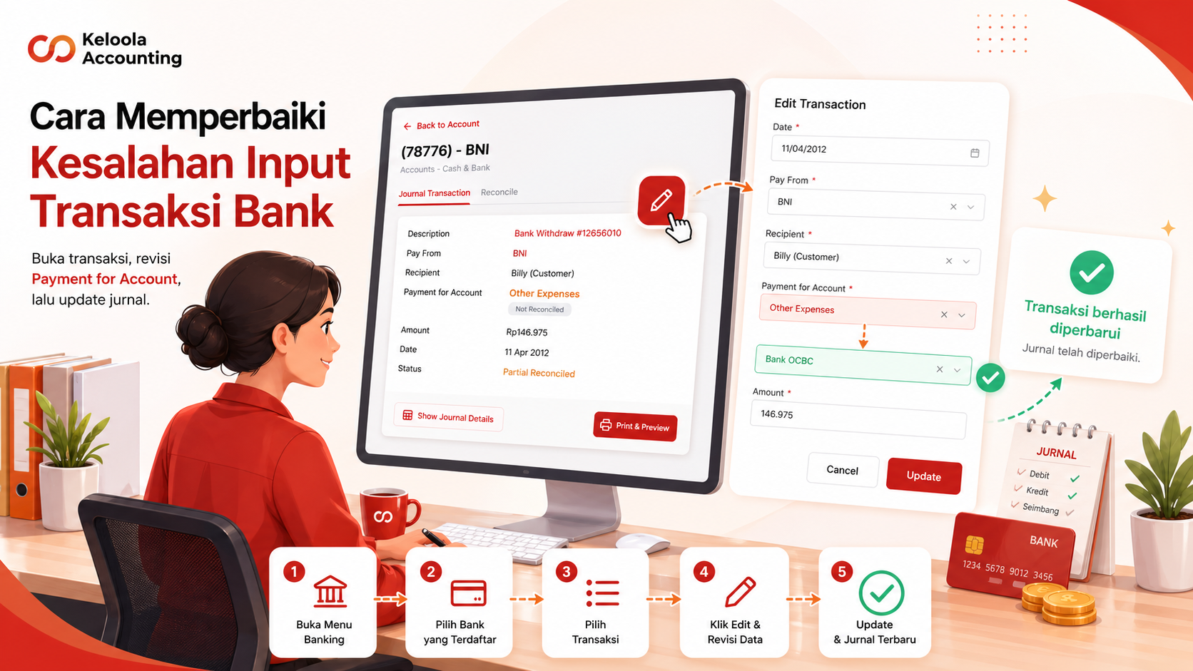 Cara Memperbaiki Kesalahan Input Transaksi Bank di Keloola Accounting
