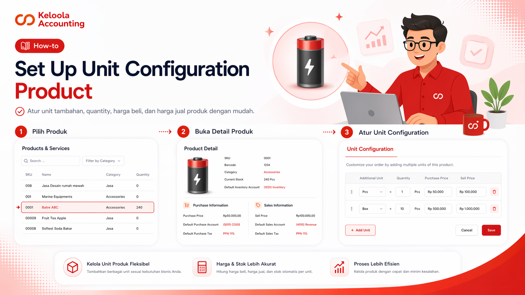 Setup Unit Configuration Product di Keloola Accounting