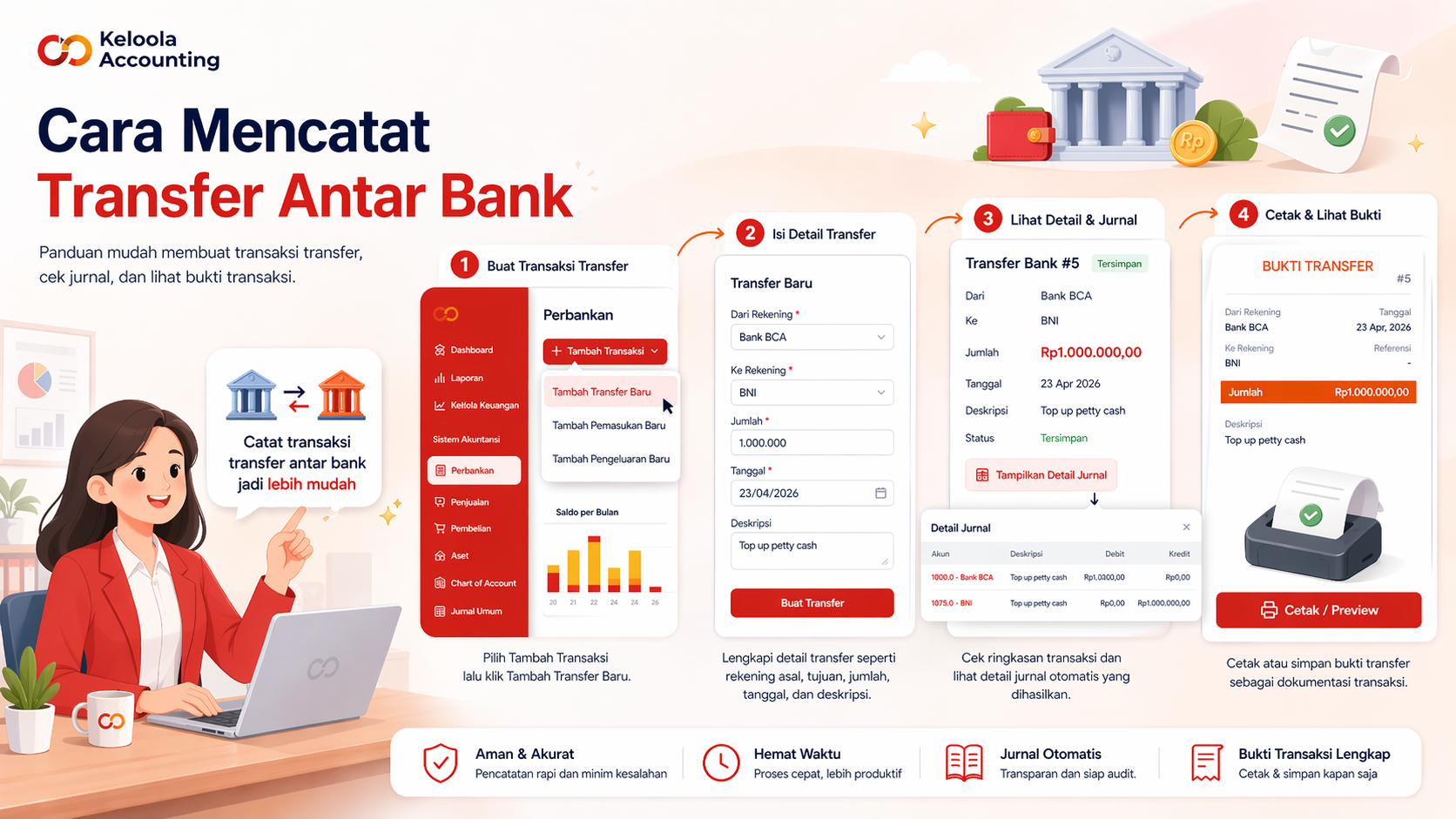 Cara Mencatat Transfer Antar Rekening di Menu Banking Keloola Accounting