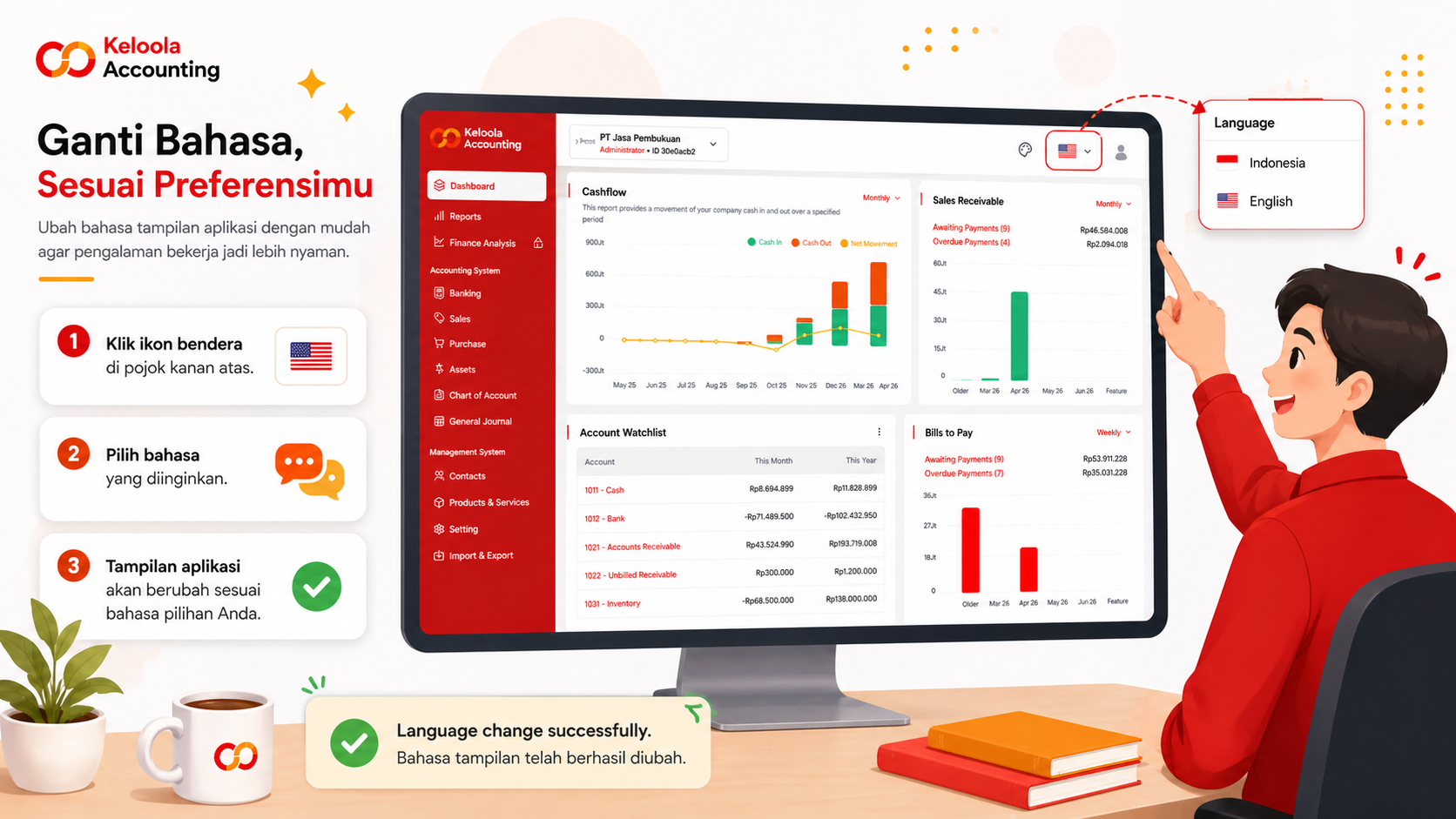 Cara Mengganti Bahasa (Language) di Keloola Accounting