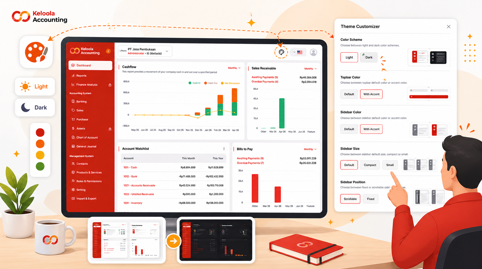 Cara Mengubah Tampilan Menggunakan Theme Customizer Keloola Accounting
