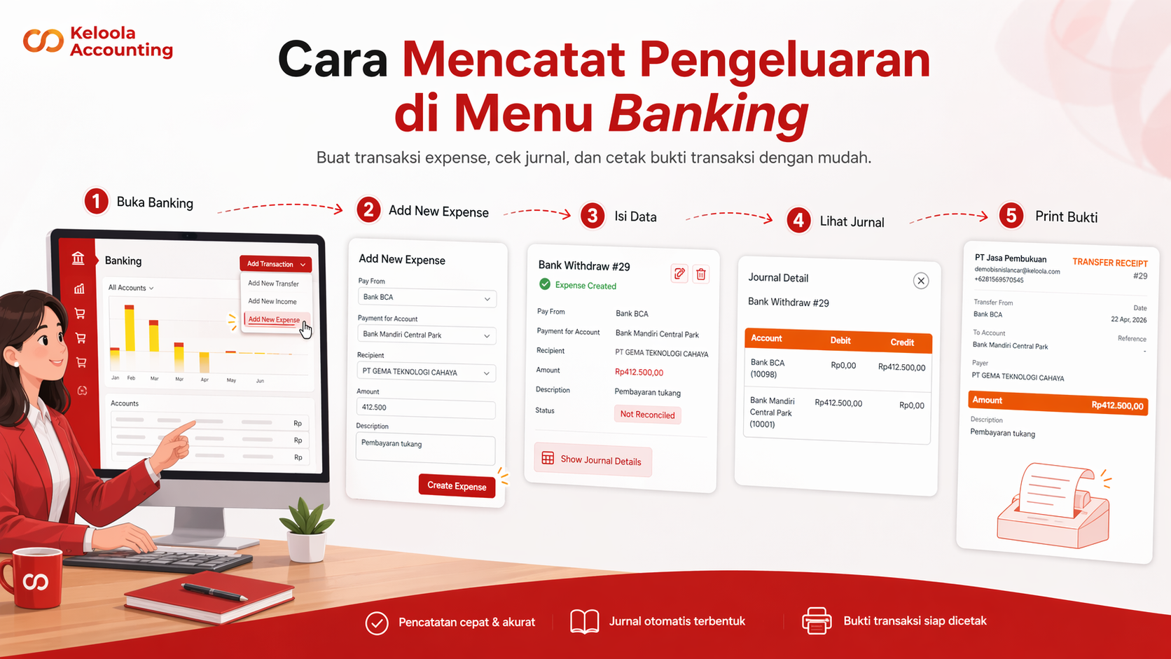 Cara Melakukan Pencatatan Pengeluaran pada Menu Banking di Keloola Accounting